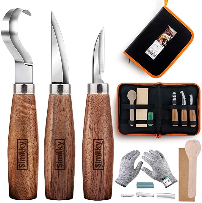 SIMILKY Wood Carving Tools 5 in 1 Knife Set